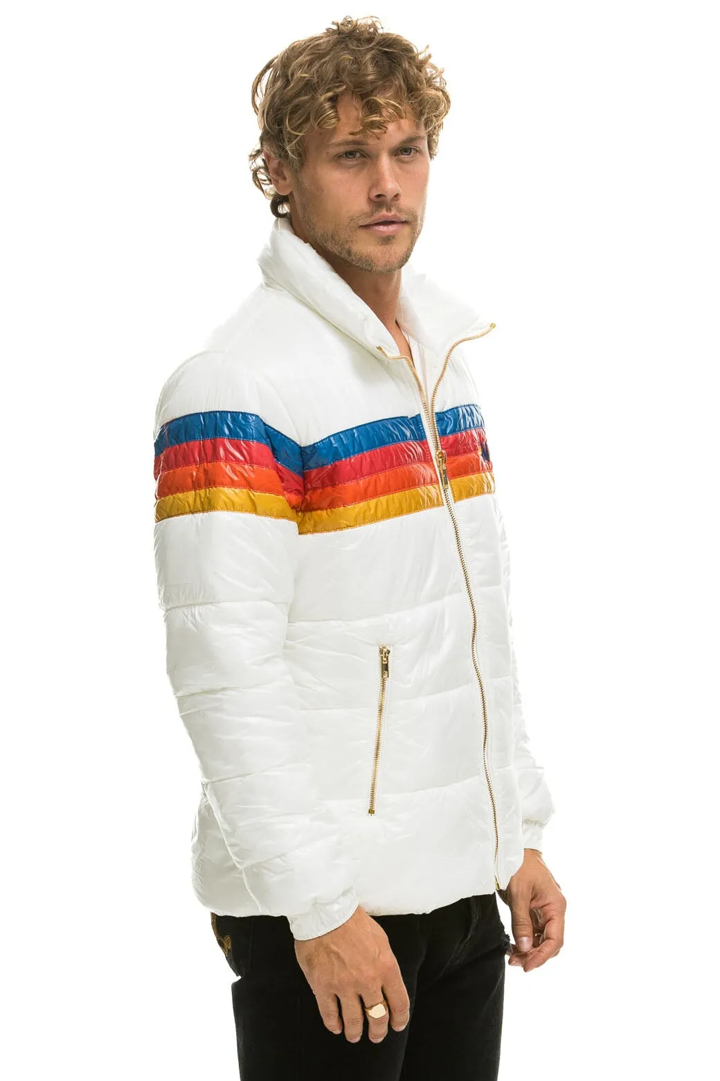 4 STRIPE LUXE TRAVELER JACKET - GLOSSY WHITE