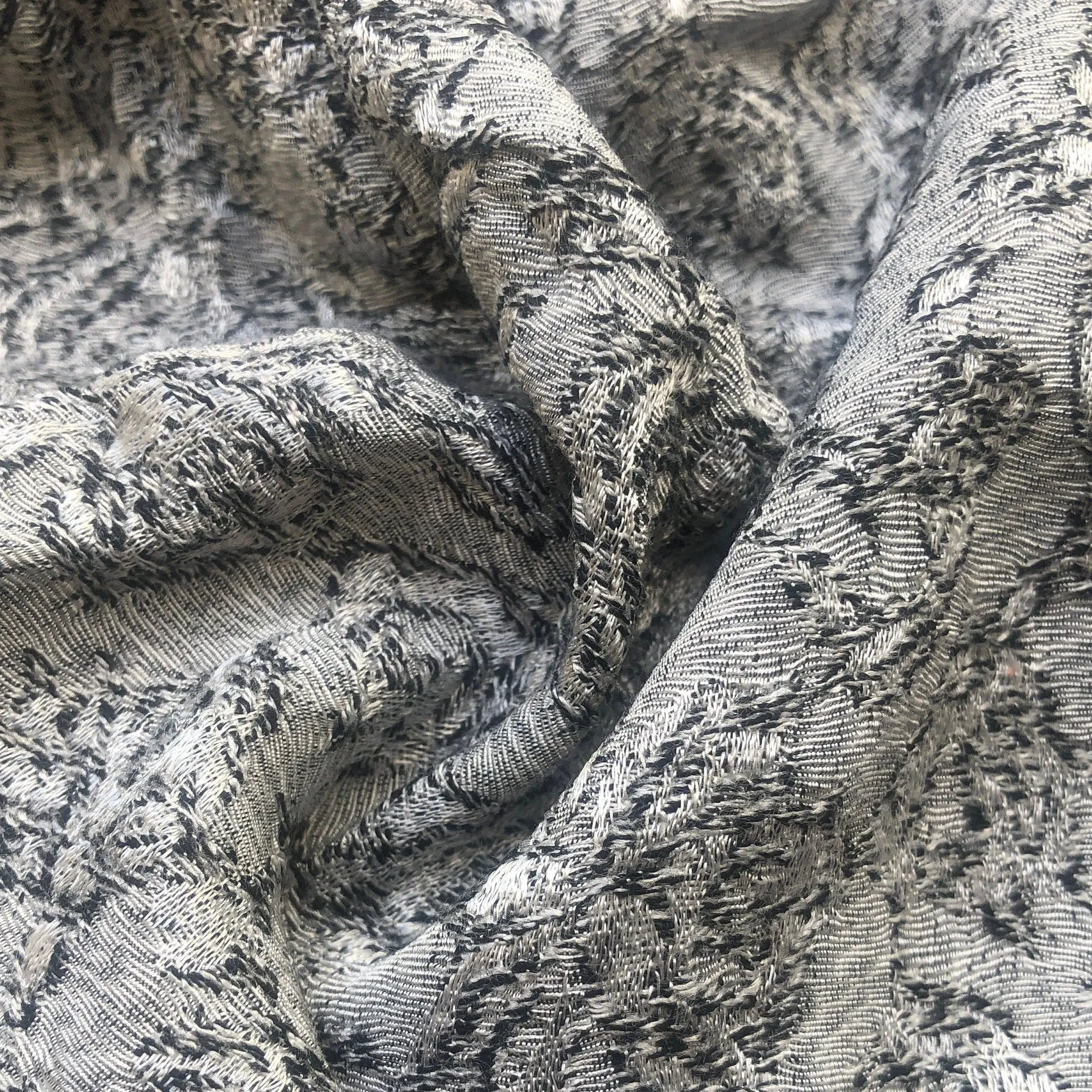 42" Rayon Viscose Floral Jacquard Heather Gray Woven Fabric By the Yard