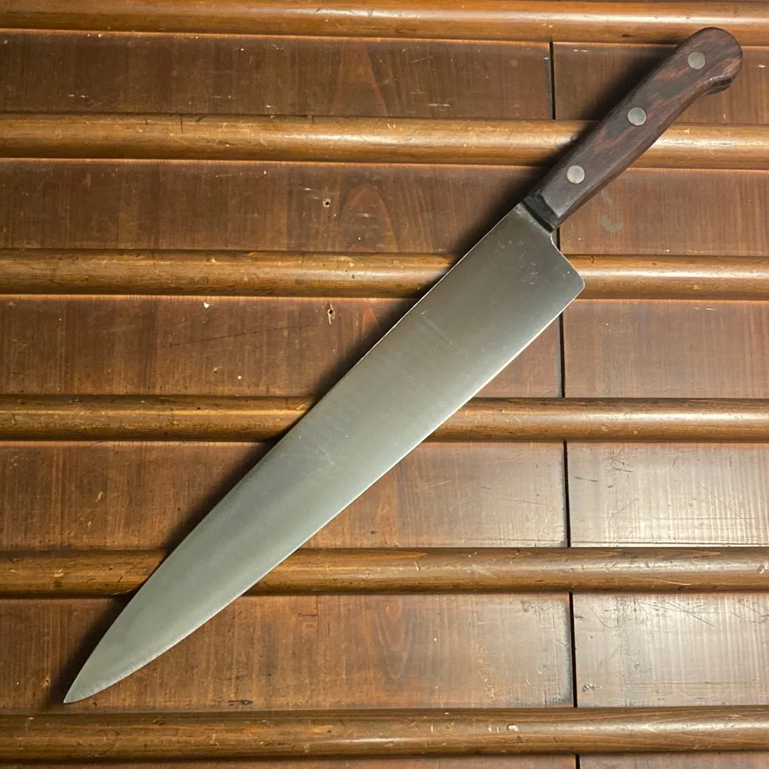 American 12" Chef Knife Carbon Steel & Rosewood ~1920's-50's