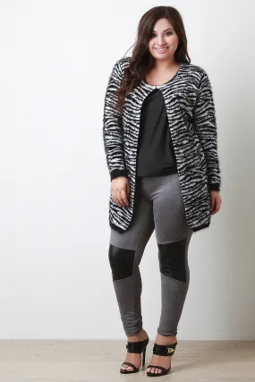 Animal Stripe Fuzzy Cardigan