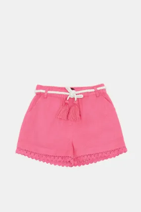 Baby Girls Pink Shorts With Lace