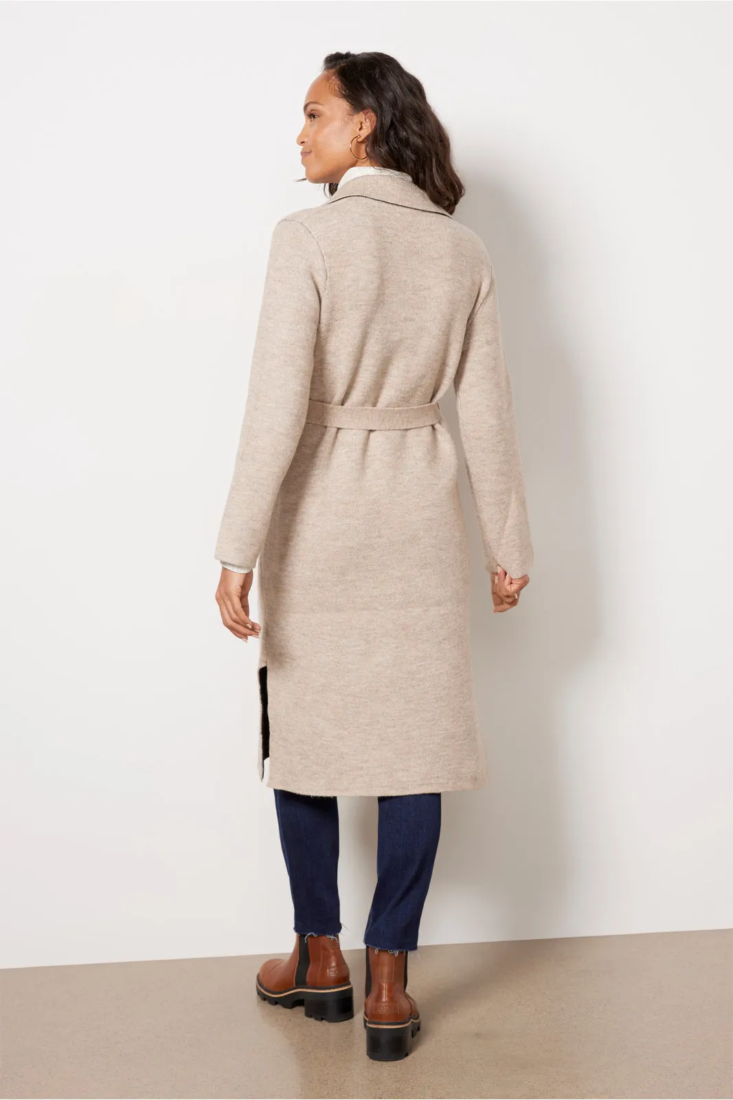 Belted Long Sweater Coat