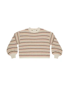 Boxy Crop Sweater | Honeycomb Stripe