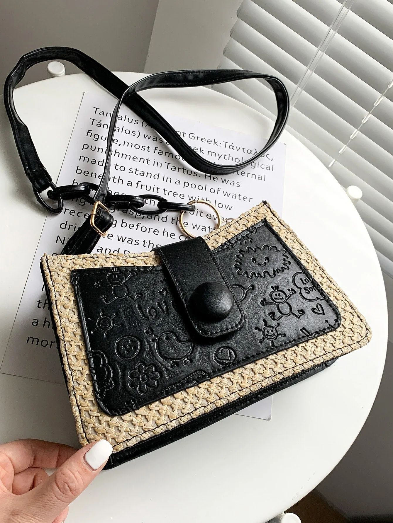 Cartoon Embossed Chain Crossbody Bag