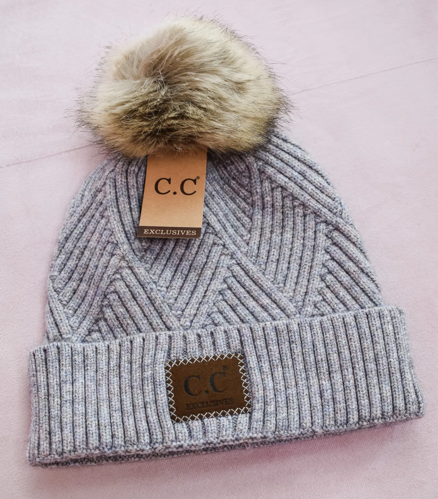 C.C Diagonal Stripe Beanie