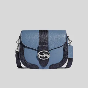 Coach Georgie Saddle Bag In Colorblock Indigo Multi RS-CD323