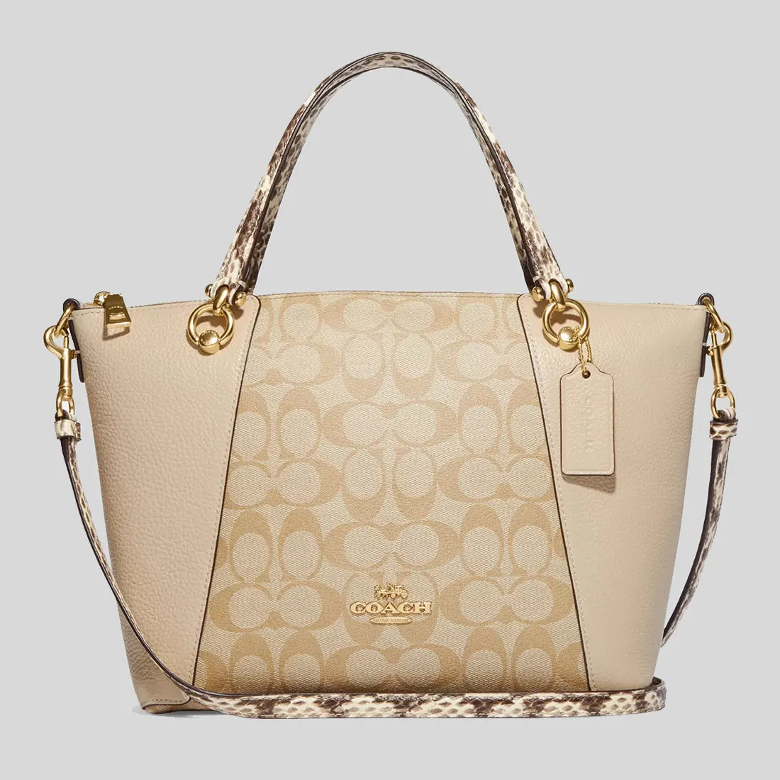 COACH Kacey Satchel In Colorblock Signature Canvas Light Khaki/Ivory Multi RS-C7261