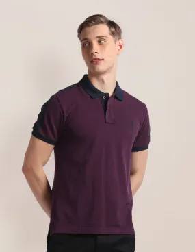 Contrast Collar Cotton Polo Shirt