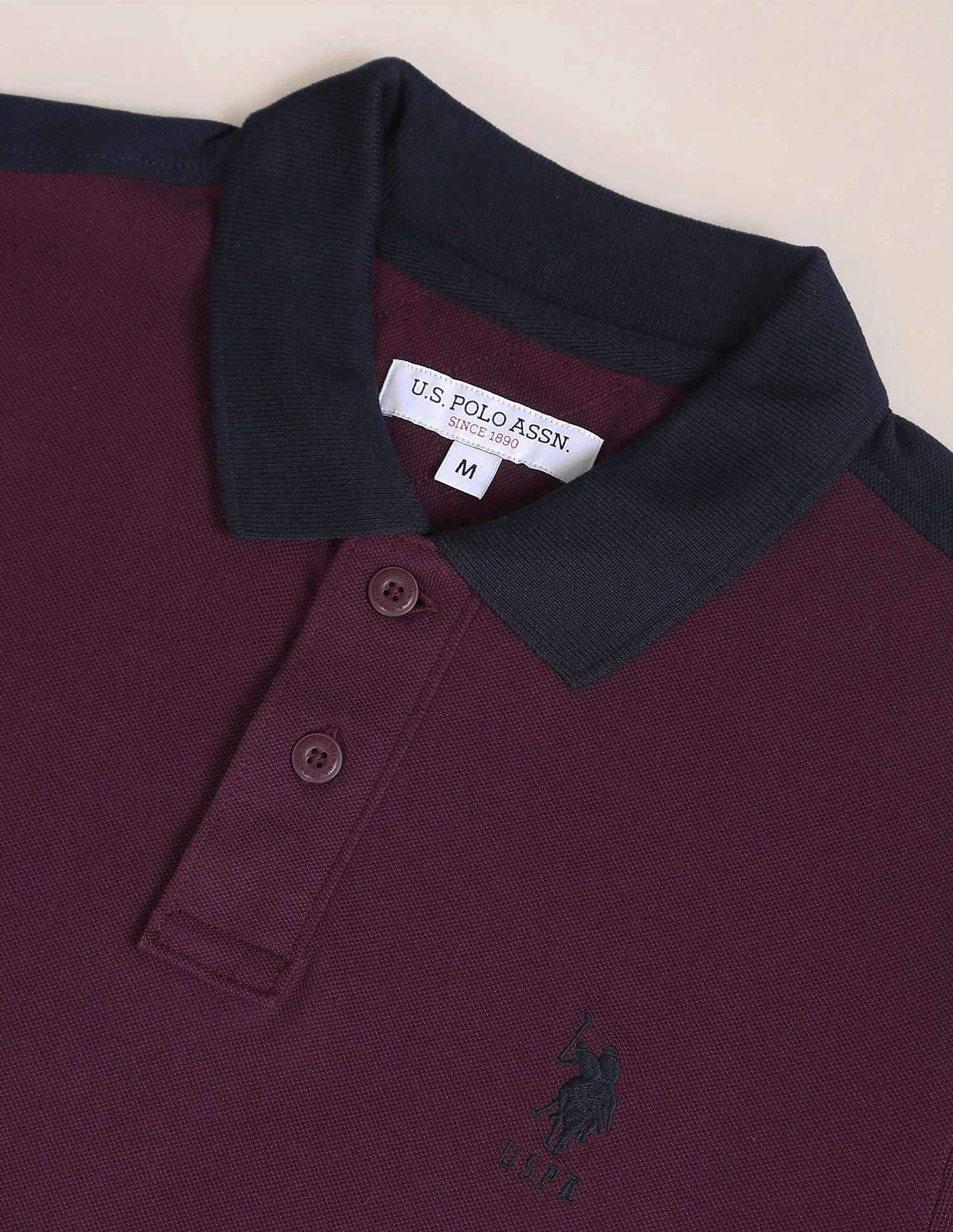 Contrast Collar Cotton Polo Shirt