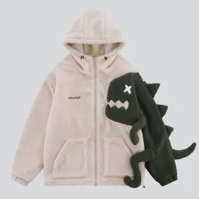 Dinosaur Faux Lambswool Hoodie