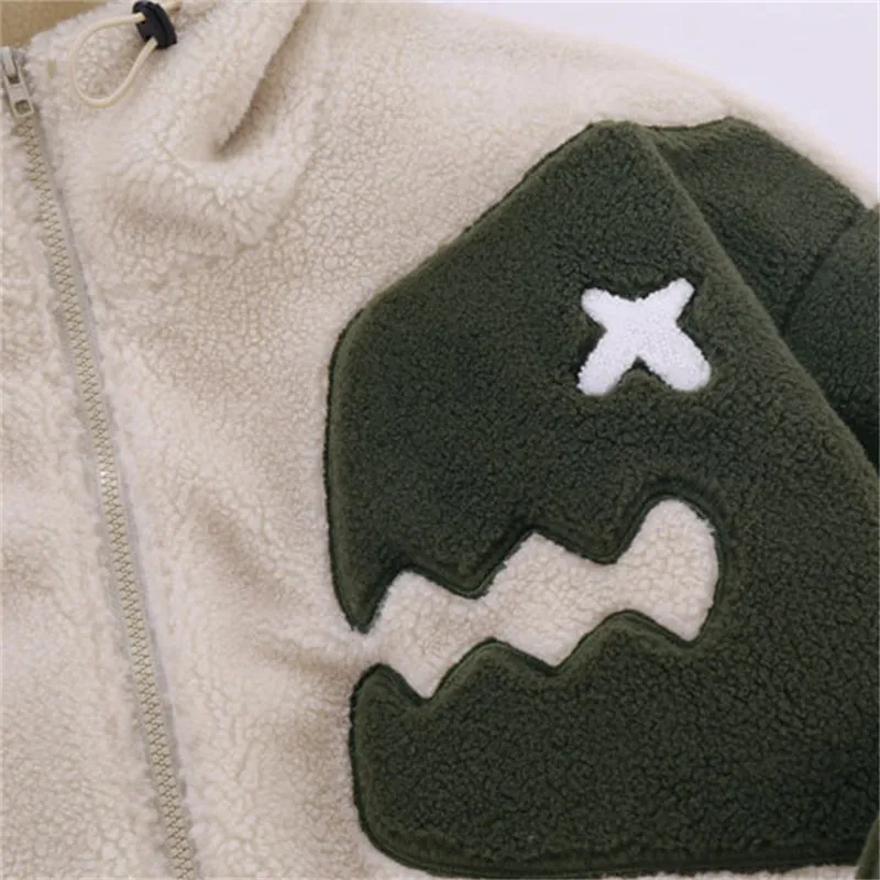 Dinosaur Faux Lambswool Hoodie