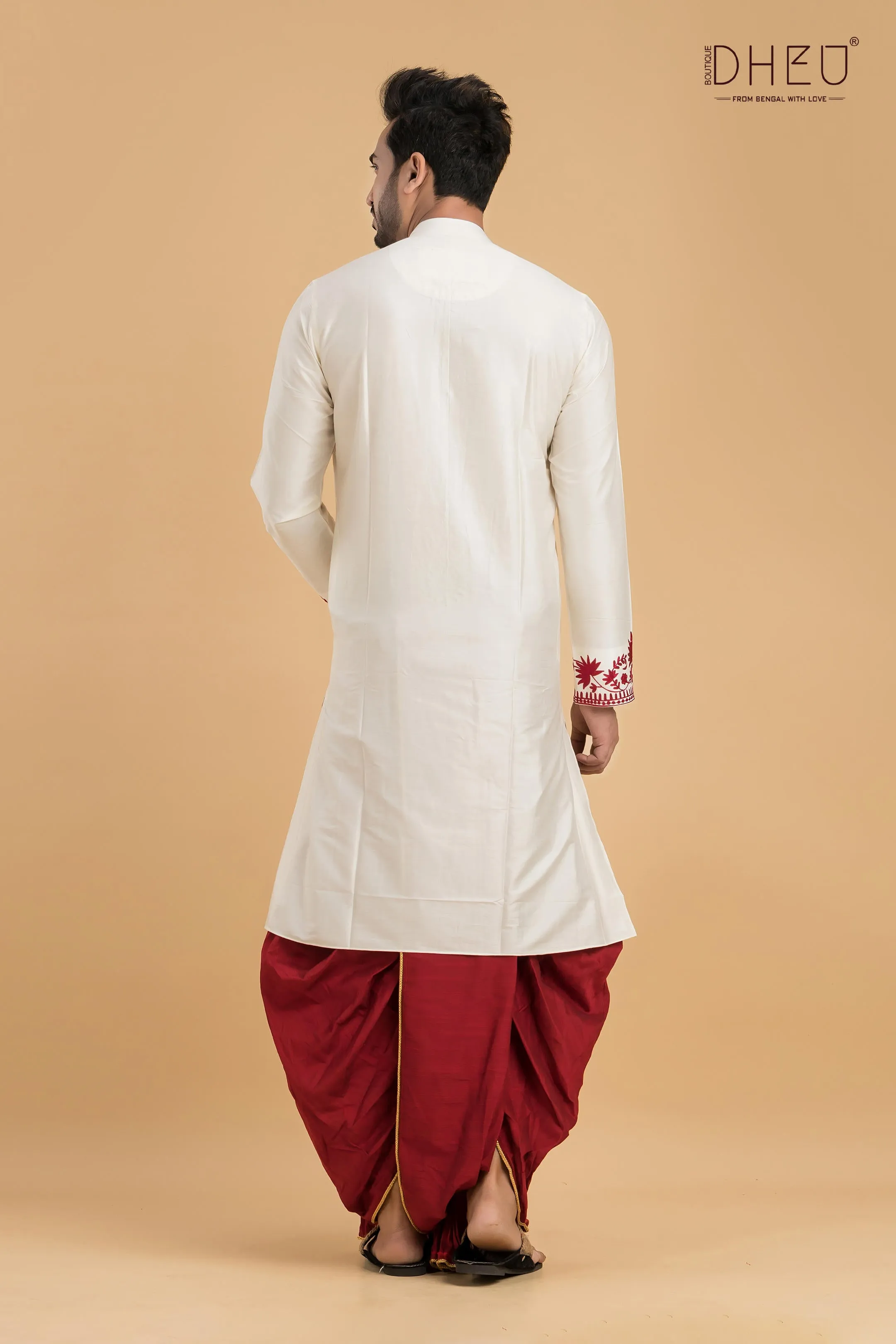 Exclusive Designer Silk Kurta & Dhoti(Optional) Set