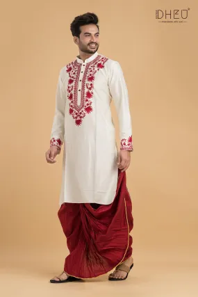 Exclusive Designer Silk Kurta & Dhoti(Optional) Set