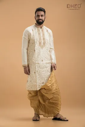 Exclusive Katan Silk Kurta & Dhoti(Optional) Set