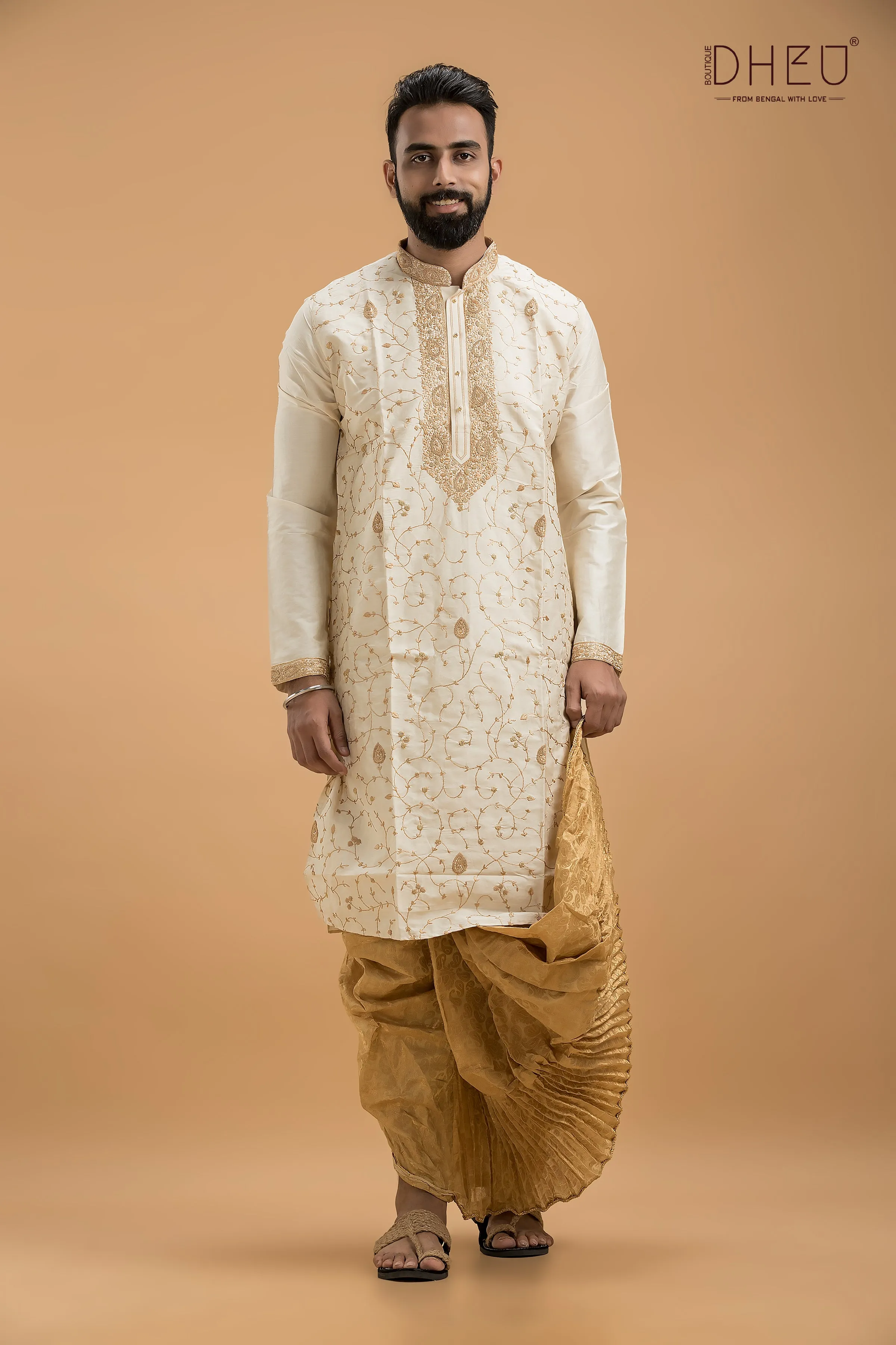 Exclusive Katan Silk Kurta & Dhoti(Optional) Set