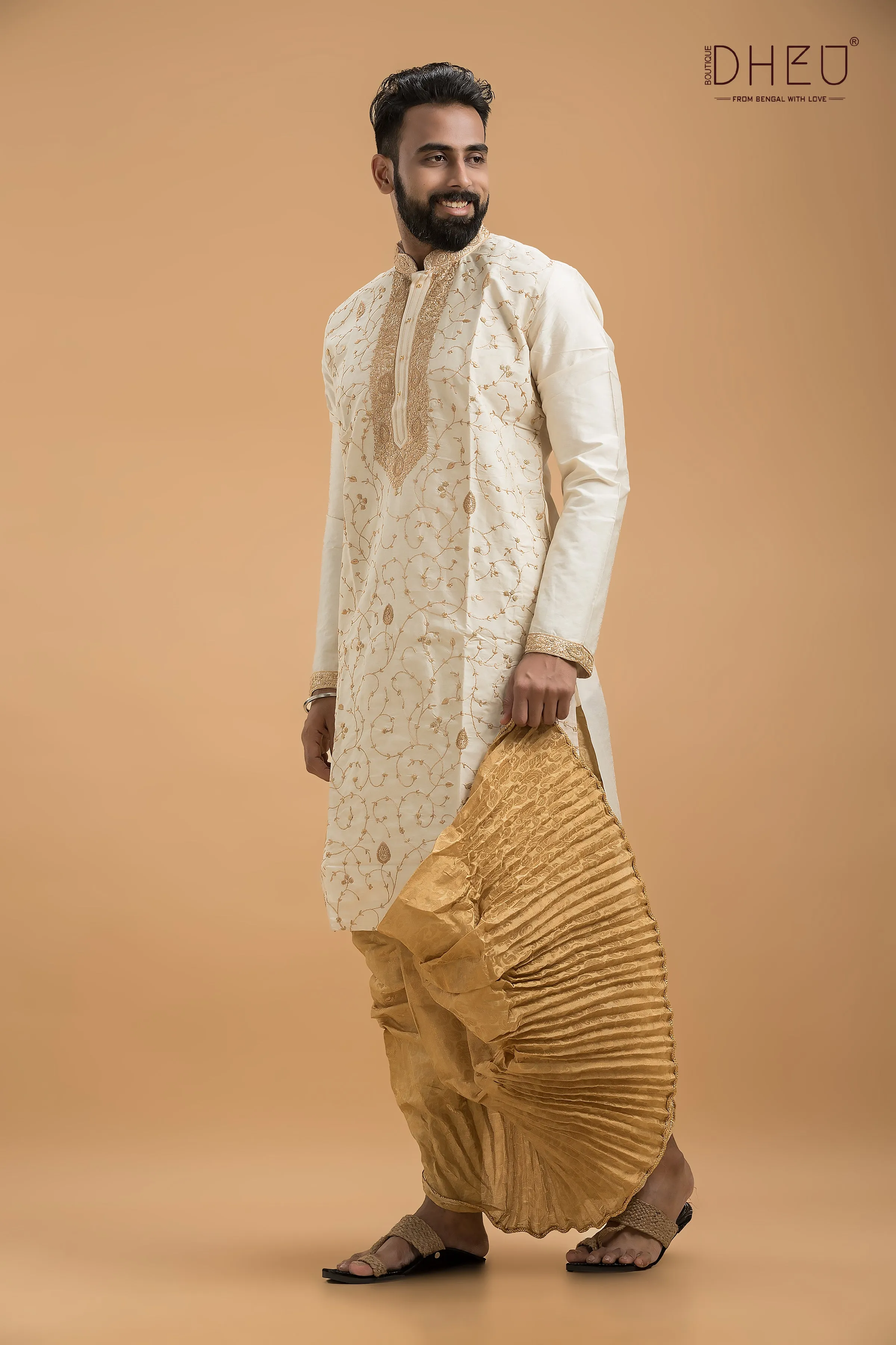 Exclusive Katan Silk Kurta & Dhoti(Optional) Set