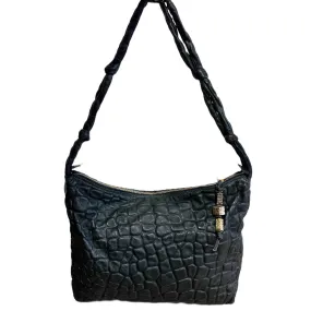 Fendi Vintage Leather Shoulder Bag OOAK Croc Textured Puffed Napa Leather 1990 NWT