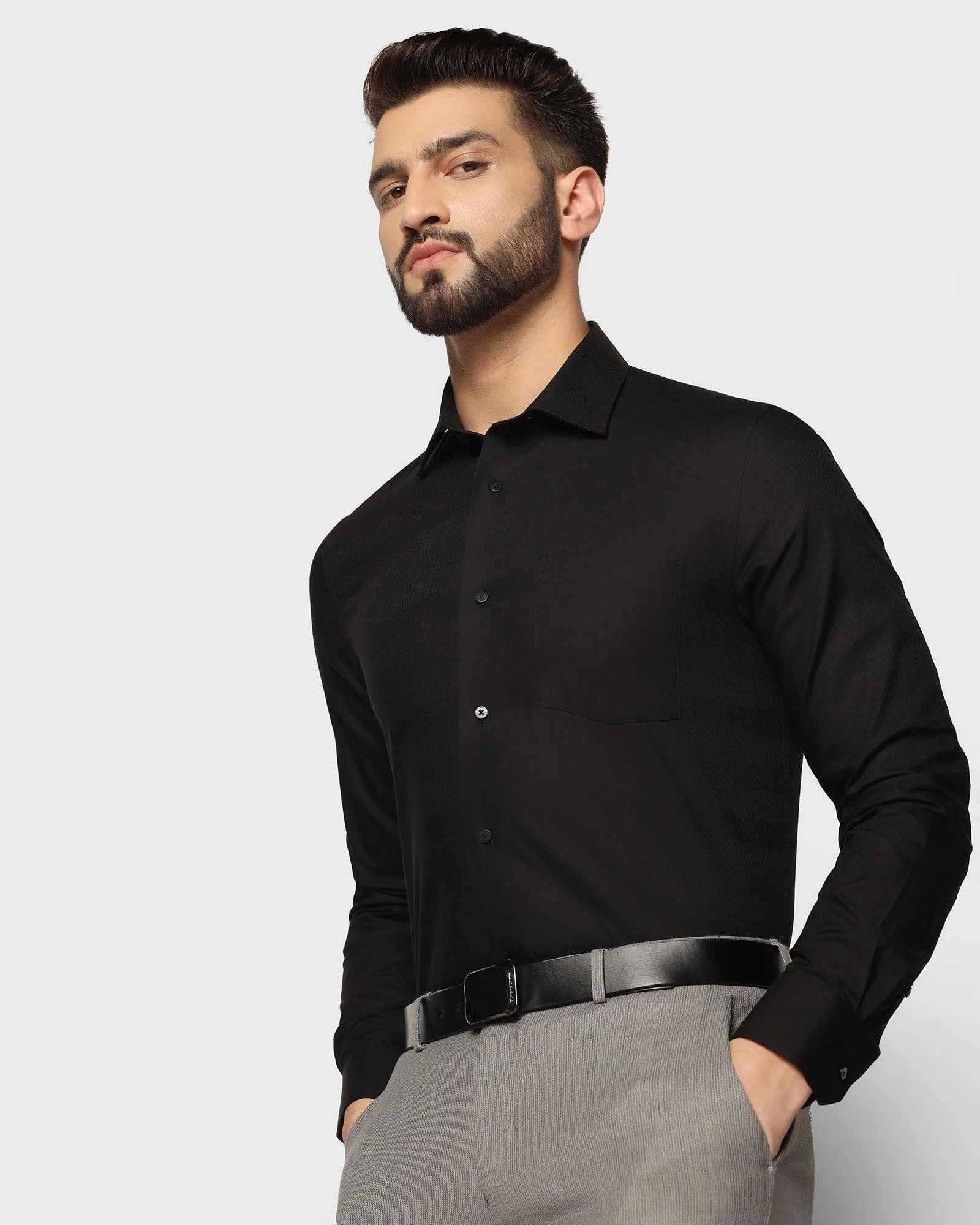 Formal Black Textured Shirt - Peta