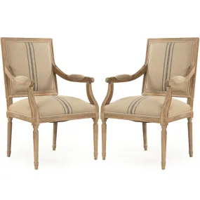 French Louis Blue Striped  Dining Chairs