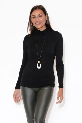 Henrietta Black Bamboo Turtleneck Top