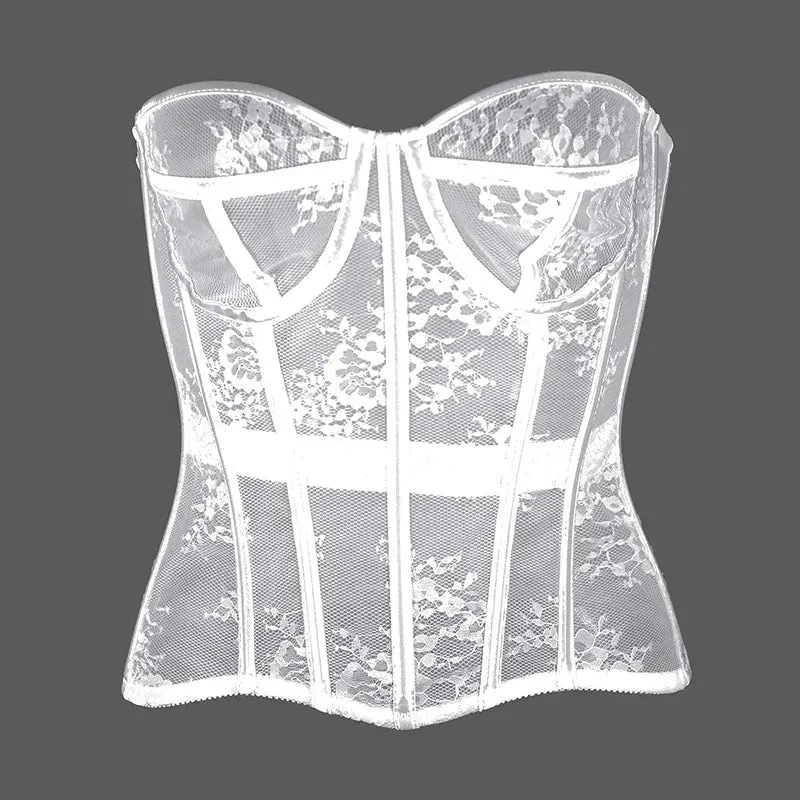 INS Popular Tube Top Lace Top European and American Fashion Street Temperament Multiple Wear Body Shaping Sexy Tight Corset