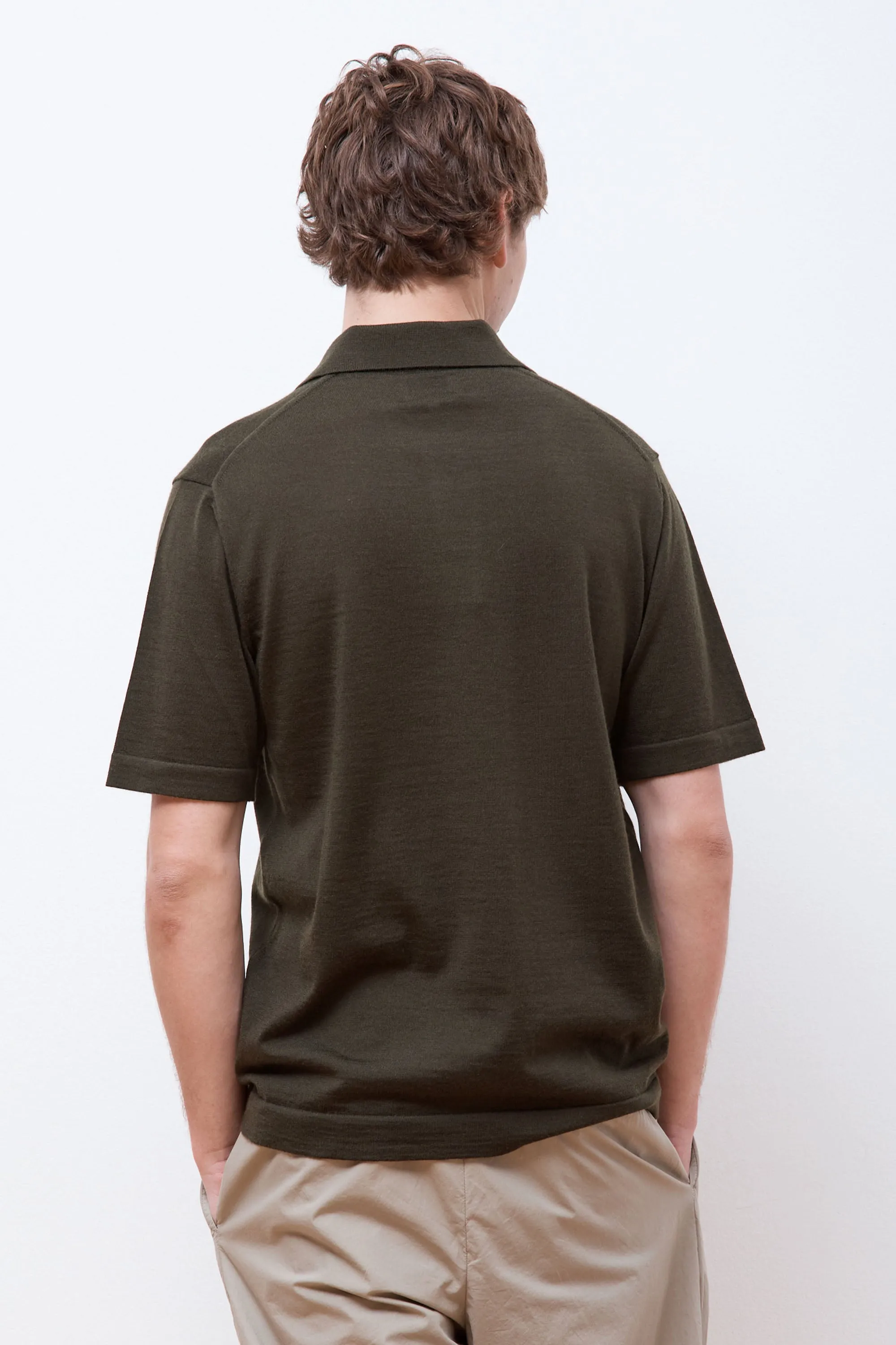 Jon Tech Merino SS Polo Army Green