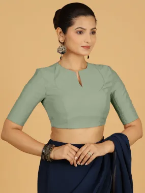 Karishma x Rozaana | Elbow Sleeves Saree Blouse in Mint Green