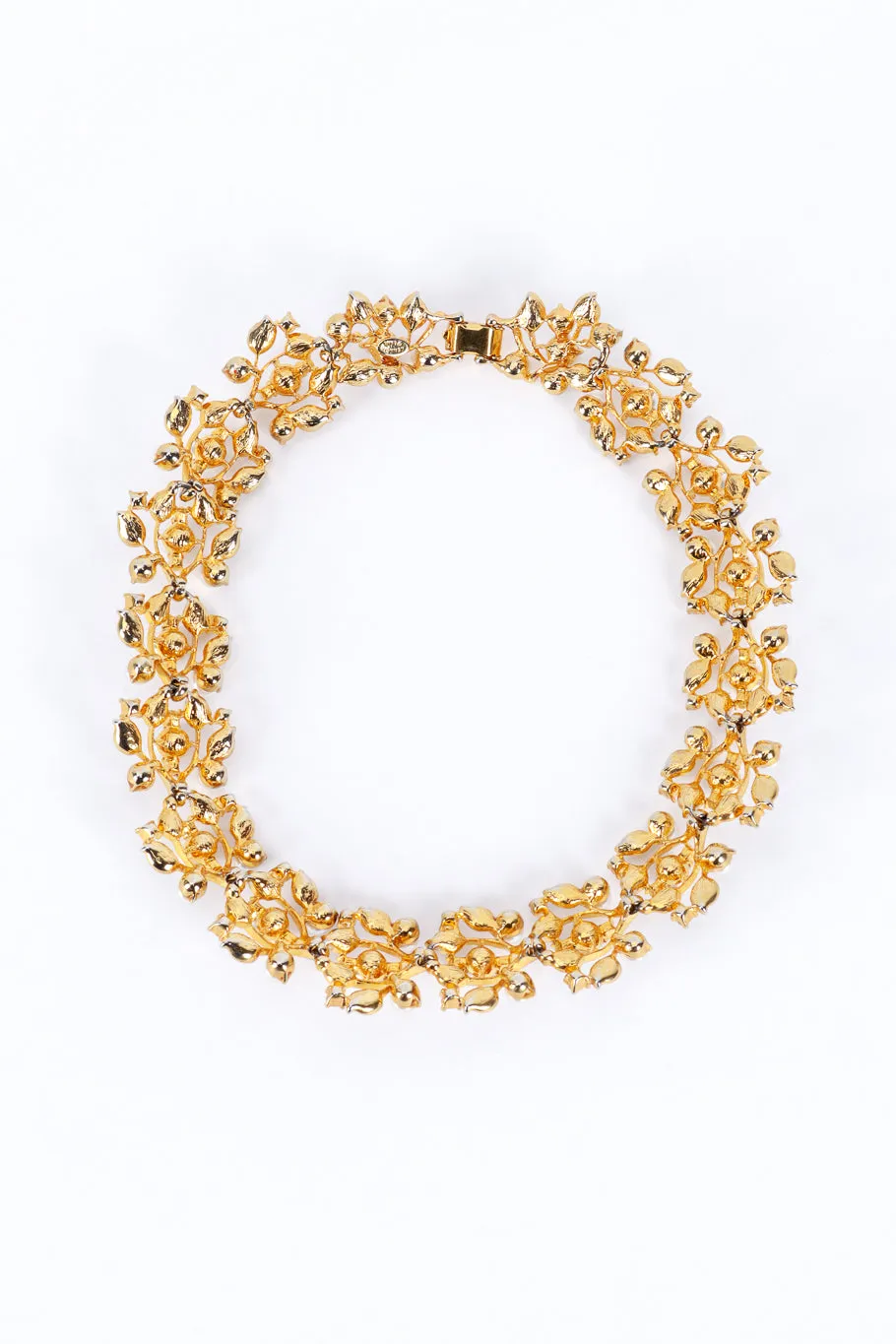 Pearl Rhinestone Floral Collar Necklace