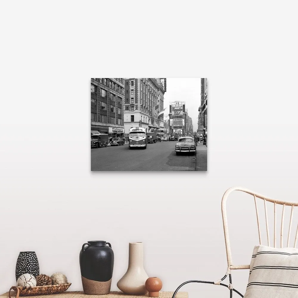 "1950's New York City Times Square Traffic" Canvas Wall Art