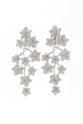 Rhinestone Falling Leaf Drop Earrings